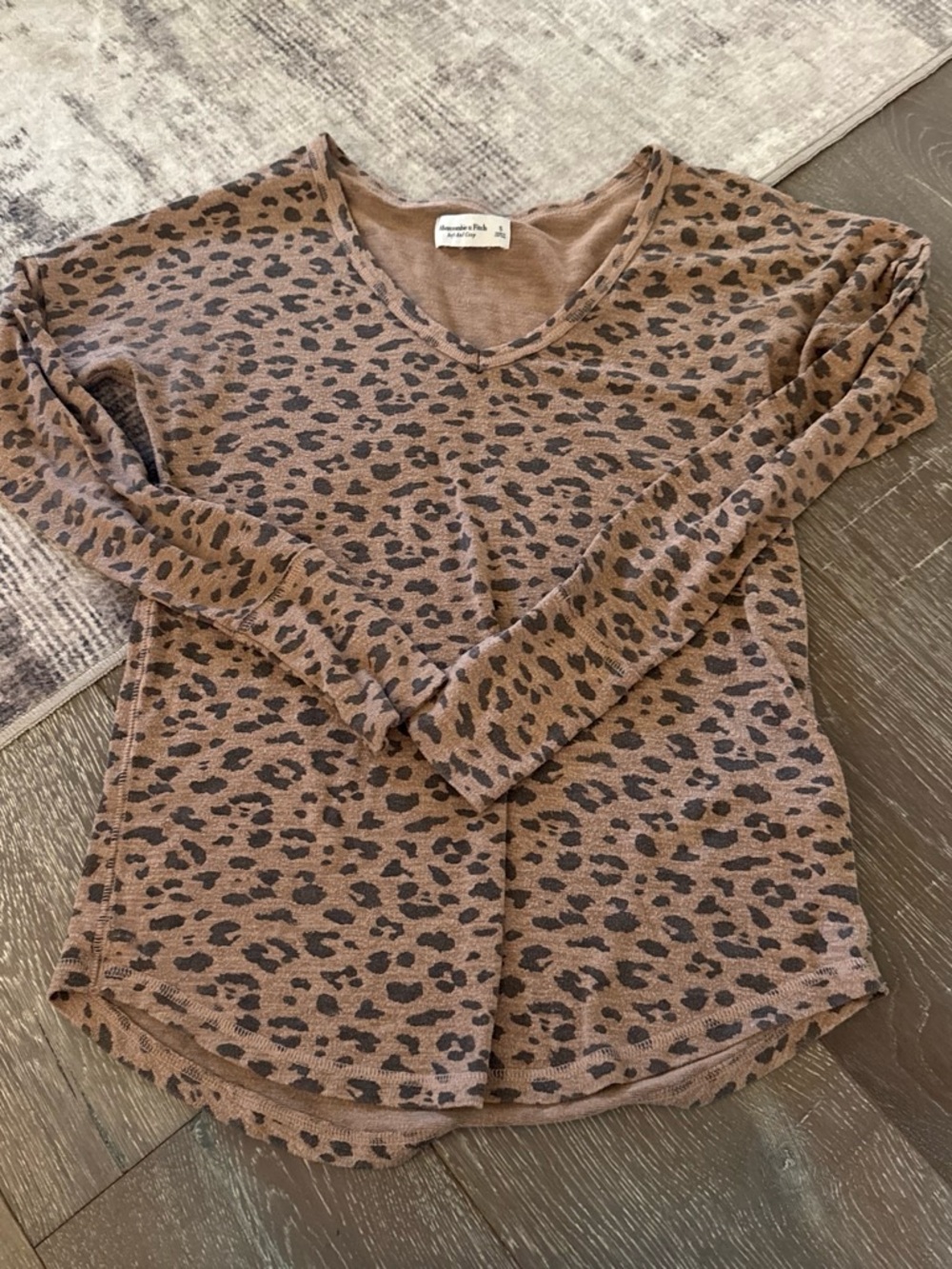 Abercrombie & Fitch Brown Leopard-Print Long Sleeve Top